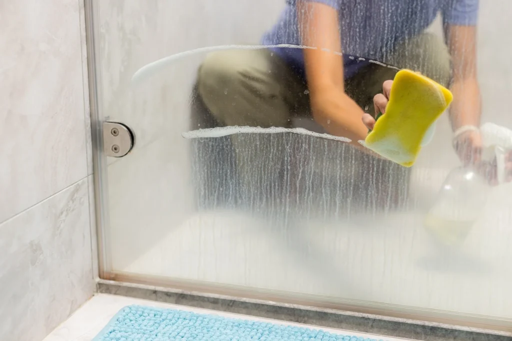 como limpar box de banheiro removendo manchas do vidro