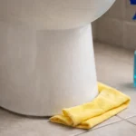Como limpar banheiro encardido com foco na desinfecção do vaso sanitário e azulejos.