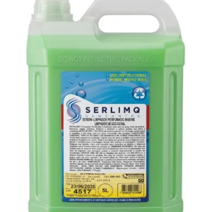 Limpador perfumado SERLIMQ 5L em bombona verde para limpeza e perfumação de ambientes